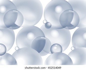 Blue abstract background. Transparent bubbles.