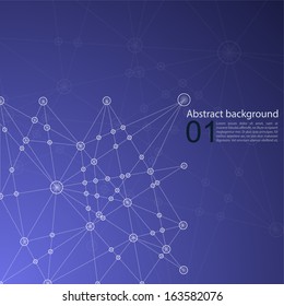 Blue Abstract  Background with transparent Mesh and glowing lines, circles and shapes. Techno design. vector