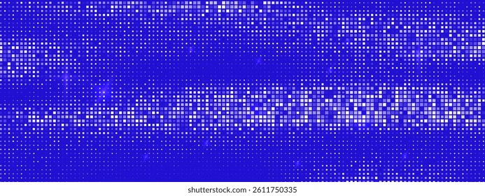 Blue abstract background with transparent squares forming a pixel grid. Perfect for tech, data, and business themes. Clean vector style for modern digital designs and presentations.