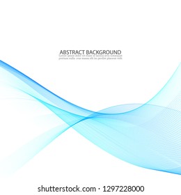 Blue abstract background. Transparent waves. Vector wave motion flow.