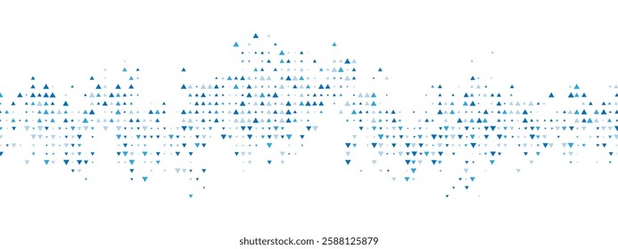 Blue abstract background with triangle mosaic. illustration for banners, posters, websites, social media. Features a chaotic arrangement of particles, geometric linear dot pattern. Vector