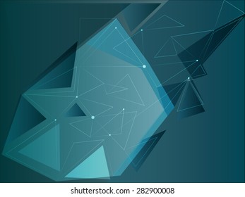 Blue abstract background with triangles and dots