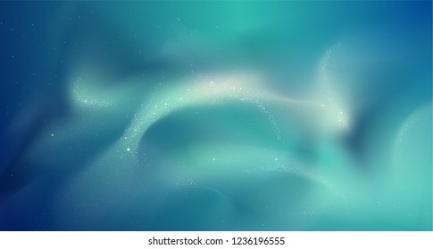 Blue abstract background vector color template with space waves and sparkling stars illustration. Gradient pattern ready for print or website