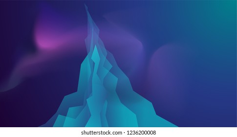 Blue abstract background vector color template with space waves and mountains illustration. Gradient pattern ready for print or website