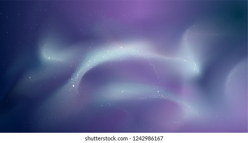 Blue abstract background vector color template with space waves and sparkling stars illustration. Gradient pattern ready for print or website