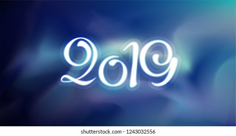 Blue abstract background vector color template with space waves illustration. Gradient pattern ready for print or website