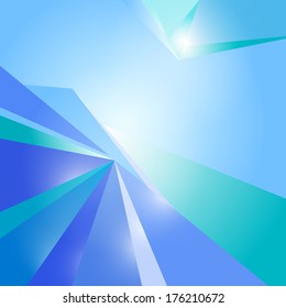 Blue abstract background vector corners in perspective.