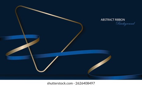 Blue abstract background vector design. Luxury blue background with 3D ribbon. Dark blue background. Suit for poster, banner, backdrop, presentation, product promotion, brochure, certificate, award