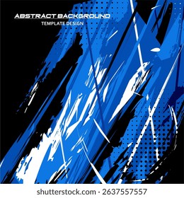 Blue Abstract Background Vector with Sportly Style and Grunge Effect. Brush Stroke Illustration Vector, Poster. Scratch Texture Elements For Design Template