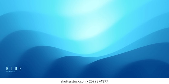 Fondo abstracto azul. Superficie del agua. Cielo con nubes. Paisaje con montañas. Ilustración vectorial para el diseño.