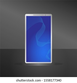 
blue abstract background with blue wave lines and smart phone illustration. wallpaper design for smartphones.