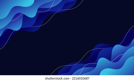 Fondo Resumen Azul. Olas azules. Papel de escritorio. Gradiente. Líneas blancas. Patrón.