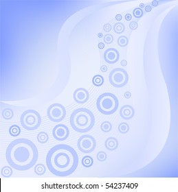 blue abstract background with waves and lots of ringlets