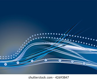 Blue abstract background with waves. Vector illustration