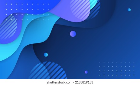 Blue abstract background with wavy curve circle texture element. Vector illustration for presentation design, game background, tech banner