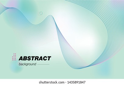 Blue abstract background with wavy lines and gradient. 3d . Designer stylish poster, cover, fond