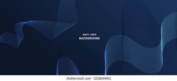 Blue abstract background with wavy lines.