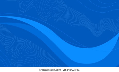 Blue abstract background with wavy lines. Vector illustration for your design