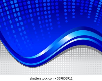 Blue abstract background with wavy lines