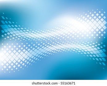 blue abstract background with wavy mosaic