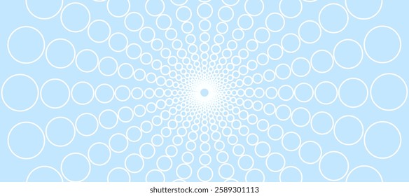 Blue abstract background with white circles in the form of rays