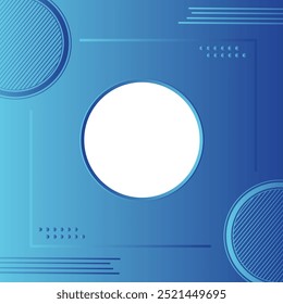 Blue Abstract background with white frame, Line and small circles abstract gradient blue modern elegant design background.