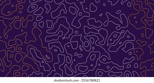 Blue abstract background and white line. and Topographic background and texture, abstract monochrome image. 3D waves. Cartography Background. Map mockup infographics. Wavy backdrop. Cardboard.