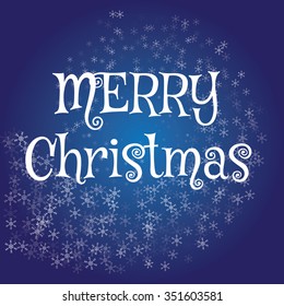 Blue Abstract background with white snowflakes. MERRY Christmas background 