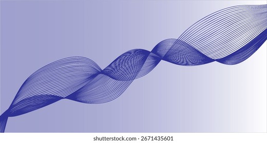 blauer abstrakter Hintergrund mit weißen gewellten Linien. Digitales Zukunftstechnologie-Konzept. Vektorgrafik.
