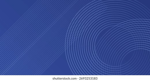 Fondo abstracto azul con líneas de círculos brillantes moderno