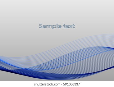 Blue abstract background for Your design. Smooth waved lines for brochure, website, flyer design. Vector illustration