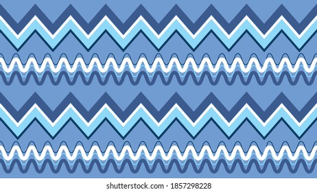 Blue abstract Background Zigzag shape, seamless pattern, minimal design, fabric texture,  hipster fashion design, vector illustration