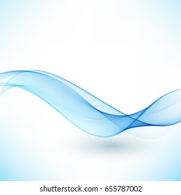 Blue abstract background.A wave of smoke .Transparent blue waves.