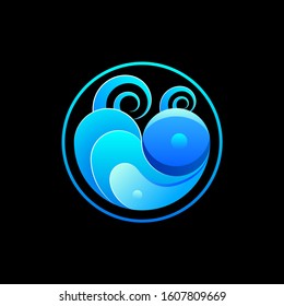 Blue Abstract Ball Logo Sea Vector