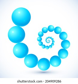 Blue abstract balls vector spiral