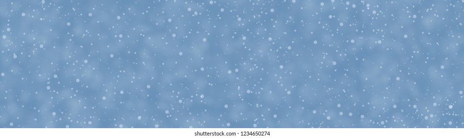 Blue abstract banner with blurred snow pattern for winter, Christmas and New Year decorations. Vector background.
