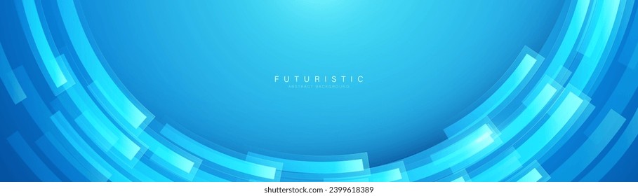 Banner abstracto azul con fondo de formas geométricas semicíricas. Concepto moderno futurista de alta tecnología. Ilustración del vector
