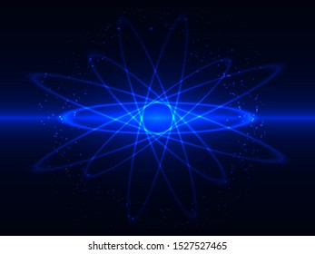 Blue abstract banner with light rays. Vector illustration for poster