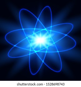 Blue Shining Cosmic Vector Atom Model Stock Vector (Royalty Free ...