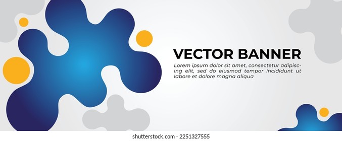 Blue Abstract Banner with Rounded Shapes Template Design