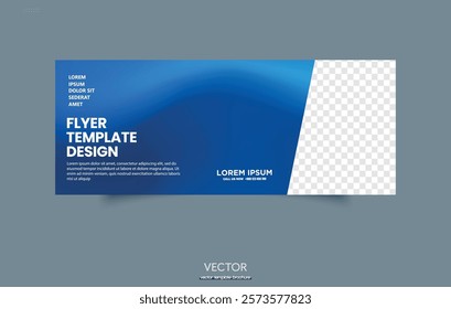 Blue Abstract Banner Template Design For Advertisement. Wave