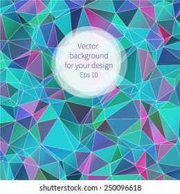 Blue abstract banner with triangles for your design. Vector.