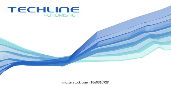 Blue abstract blend tech line on a white. Futuristic vector graphics