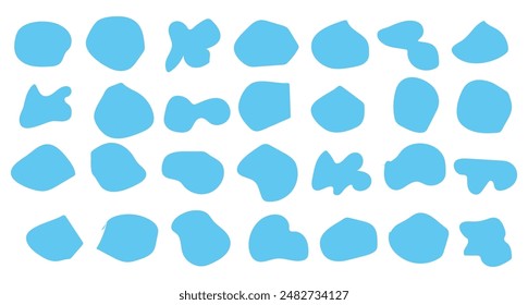 blue abstract blob pattern. Blue clouds. For labels and tags on containers. Vector illustration set.
