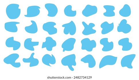 blue abstract blob pattern. Blue clouds. For labels and tags on containers. Vector illustration set.