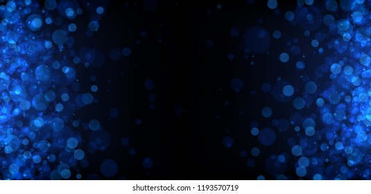 Blue abstract blurred backdrop with bokeh effect. Vector background.