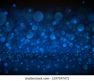 Blue abstract blurred backdrop with bokeh effect. Vector background.