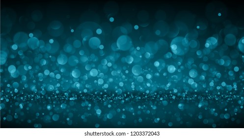 Blue abstract blurred backdrop with bokeh effect. Vector background.