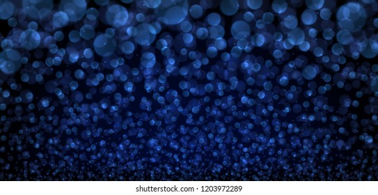 Blue abstract blurred backdrop with bokeh effect. Vector background.