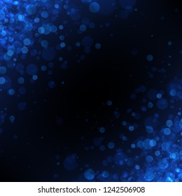 Blue abstract blurred backdrop with bokeh effect. Vector background.